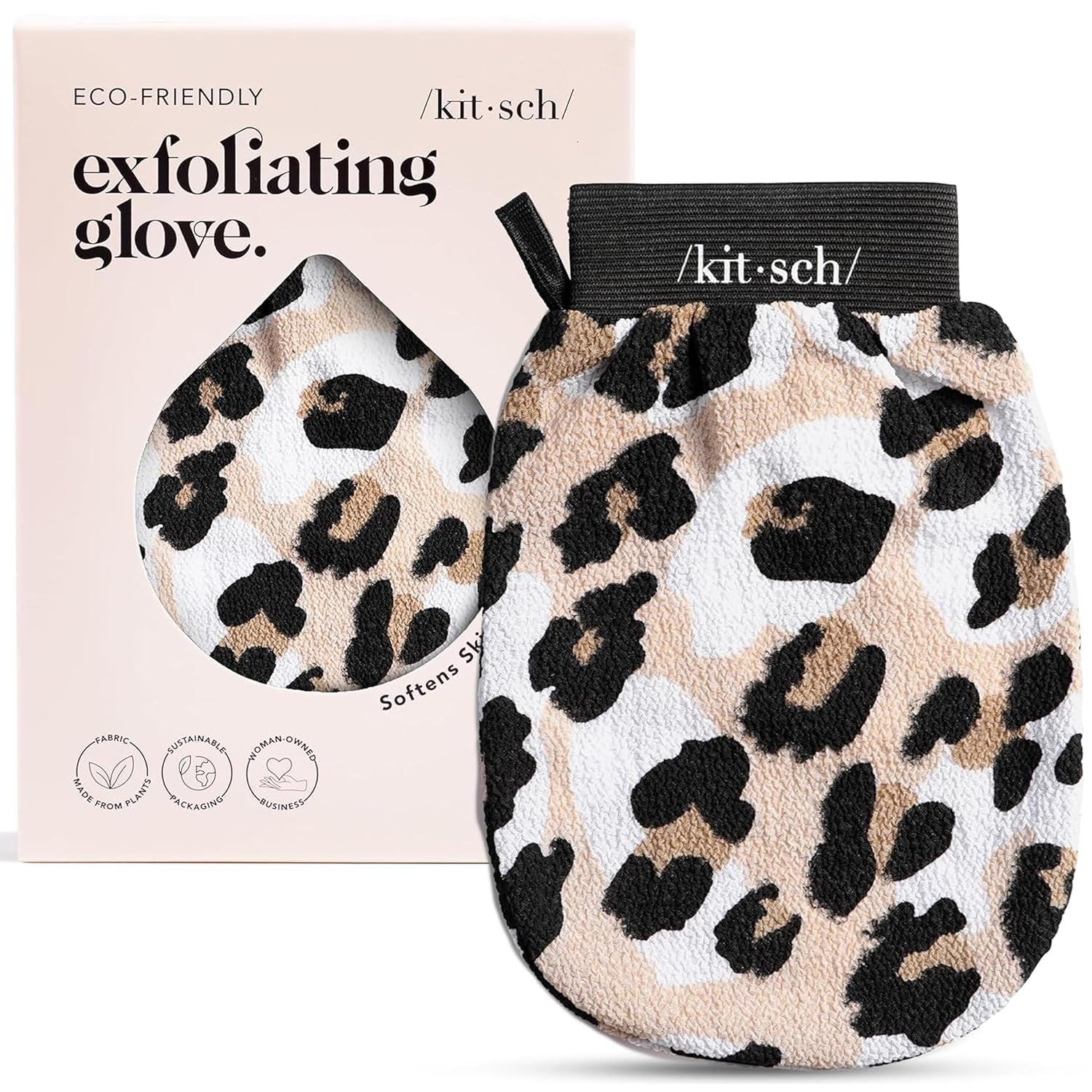 Exfoliating Glove 1Pc – Korean Exfoliating Mitt & Deep Exfoliating Body Scrubber for Shower, Bath | Body Exfoliator Glove, Dead Skin Remover | Skin Care for Smooth Skin - Leopard