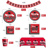 Graduation Decorations 2026 Red and Black, 265Pcs Disposable Tableware Kit for 50 Guests, Plates, Napkins, Cups, Tablecloth and Hanging 2026 Graduation Party Decorations