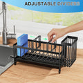 Sponge Holder for Kitchen Sink, Sink Caddy Organizer with High Brush Holder, Kitchen Countertop Organizers and Storage Essentials, Rustproof 304 Stainless Steel (Black, 9.25″)