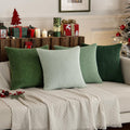 Boho Farmhouse Sage Green Throw Pillow Covers 18X18 Inch Set of 4 Mordern Nordic Cushion Covers Soft Corduroy Spring Home Decor for Couch Bed Sofa Living Room Forest Green