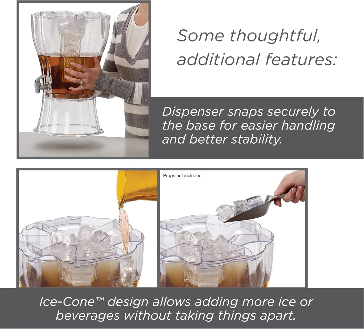 3.5 Gallon Clear Drink Dispenser - Built in Ice Cone and Spigot for Easy Pouring - Party-Perfect Serving Station with Chalk Board Tag