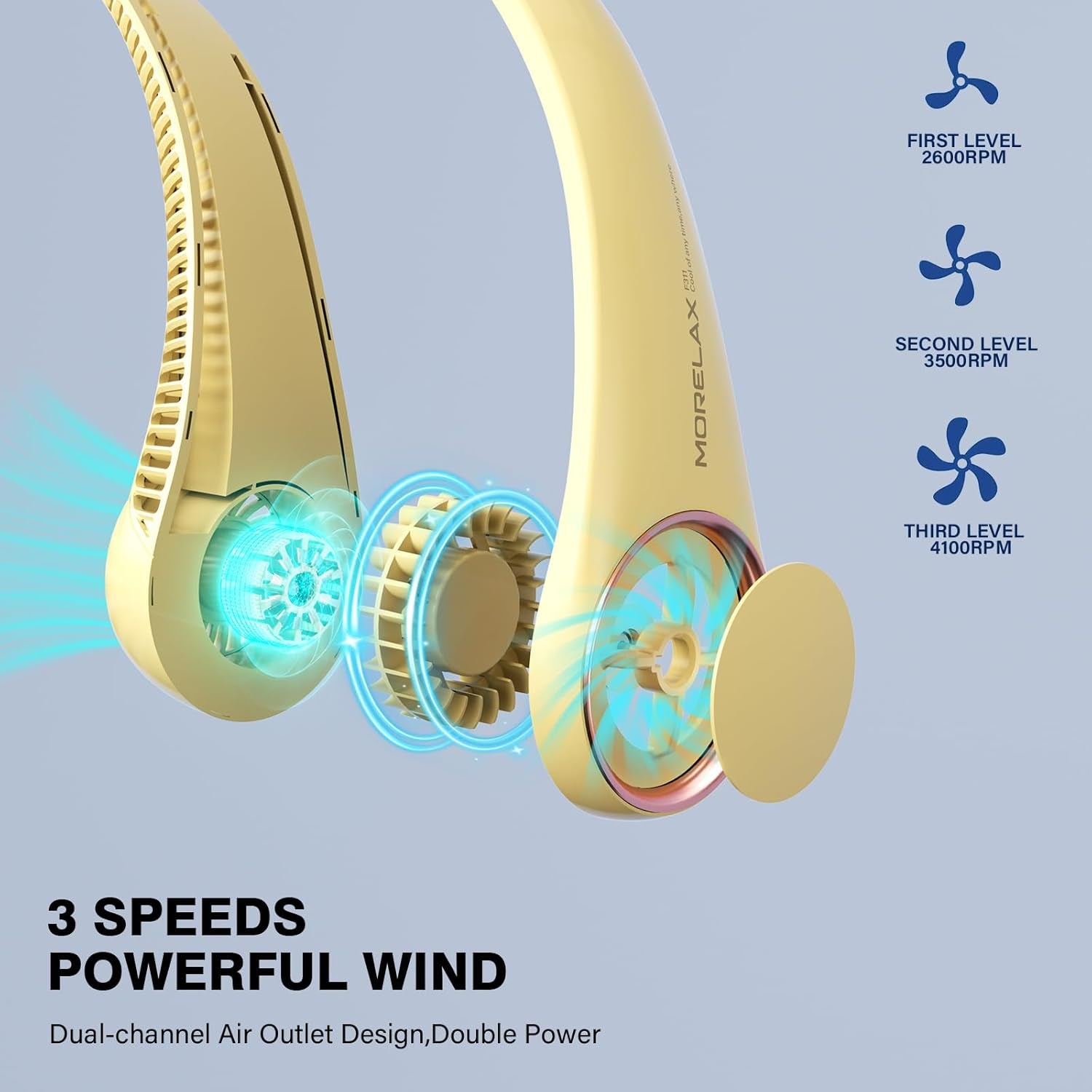 Neck Fan, USB Rechargeable Personal Fan,Hand Free Bladeless Portable Fans,4000 Mah, 3 Speeds,72 Air Faster Softer 360° Cooling, Gift Suitable for Home, Office, Travel, Sports Amber