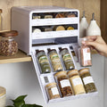 SpicestackÂ® Adjustable Spice Rack Organizer, Pull-Down 24-Bottle Seasonings and Spices Holder for Kitchen Cabinet and Pantry Organization with 104 Included Labels | Adjustable
