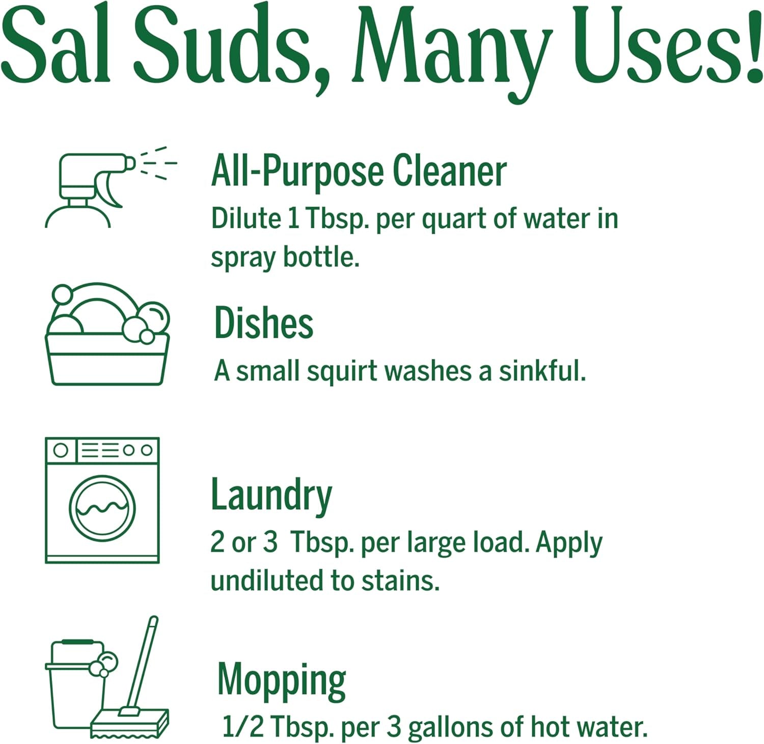 Sal Suds Biodegradable Cleaner (32 Oz) â€“ All Purpose Pine Mop Detergent for Floors, Laundry & Dishes, Multi-Surface Concentrate, Heavy-Duty Degreaser
