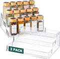 Clear Spice Rack (2-Pack) â€“ 3-Tier Acrylic Organizer for Cabinet â€“ Deep Spice Shelf â€“ 10.4 X 9.6 X 4 Inches â€“ Holds Seasoning and Condiments
