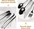 24-Piece Black Silverware Set with Steak Knives Flatware Set for 4 Food-Grade Stainless Steel Cutlery Set Mirror Polished Utensils Set Include Spoons and Forks for Home Kitchen Restaurant