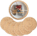 Water Hyacinth Placemats, Square Placemats Set of 6, Plate Chargers Set of 6, Rattan Charger, Dinner Mats, Rattan Plate Chargers Set of 6, Wicker Plate Holders, Woven Table Mats 12 in (6)