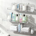 4-Pack Clear Acrylic Floating Shelves, Space-Saving Invisible Wall Shelves for Bathroom Kitchen Office Living Room, Modern Decor Set