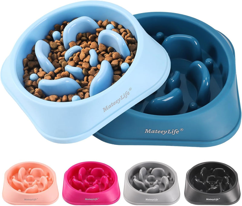 Slow Feeder Dog Bowls 2PCS, Anti-Choking Puzzle Dog Food Bowls, Anti-Slip Interactive Feeding Slow down Eating, Bloat Stop Maze Dishes for Medium Breeds