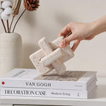 3-Link Knot Resin Travertine Decor, Coffee Table Decor, Book Shelf Entry Table Decoration, Boho Decorative Objects, Aesthetic Accents for Modern Rustic Office Living Room Home Décor