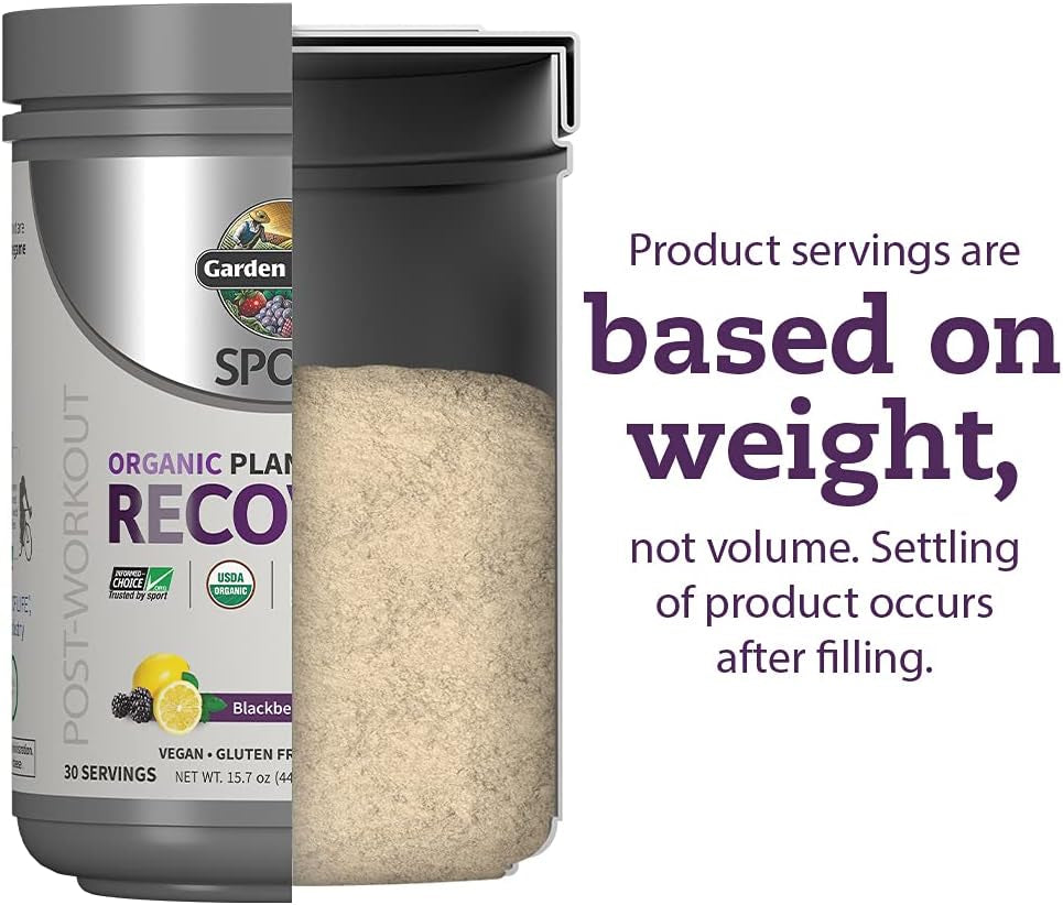 Sport Organic Plant-Based Recovery Powder â€“ Muscle Recovery Supplement for Women & Men with Vitamins and Magnesium, Non-Gmo, Gluten-Free, Blackberry Lemonade Flavor, 30 Servings