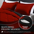 King Size Comforter Set - Red and Black King Comforter, Soft Bedding Sets for All Seasons - 3 Pieces - 1 Comforter (104"X92") and 2 Pillow Shams(20"X36")