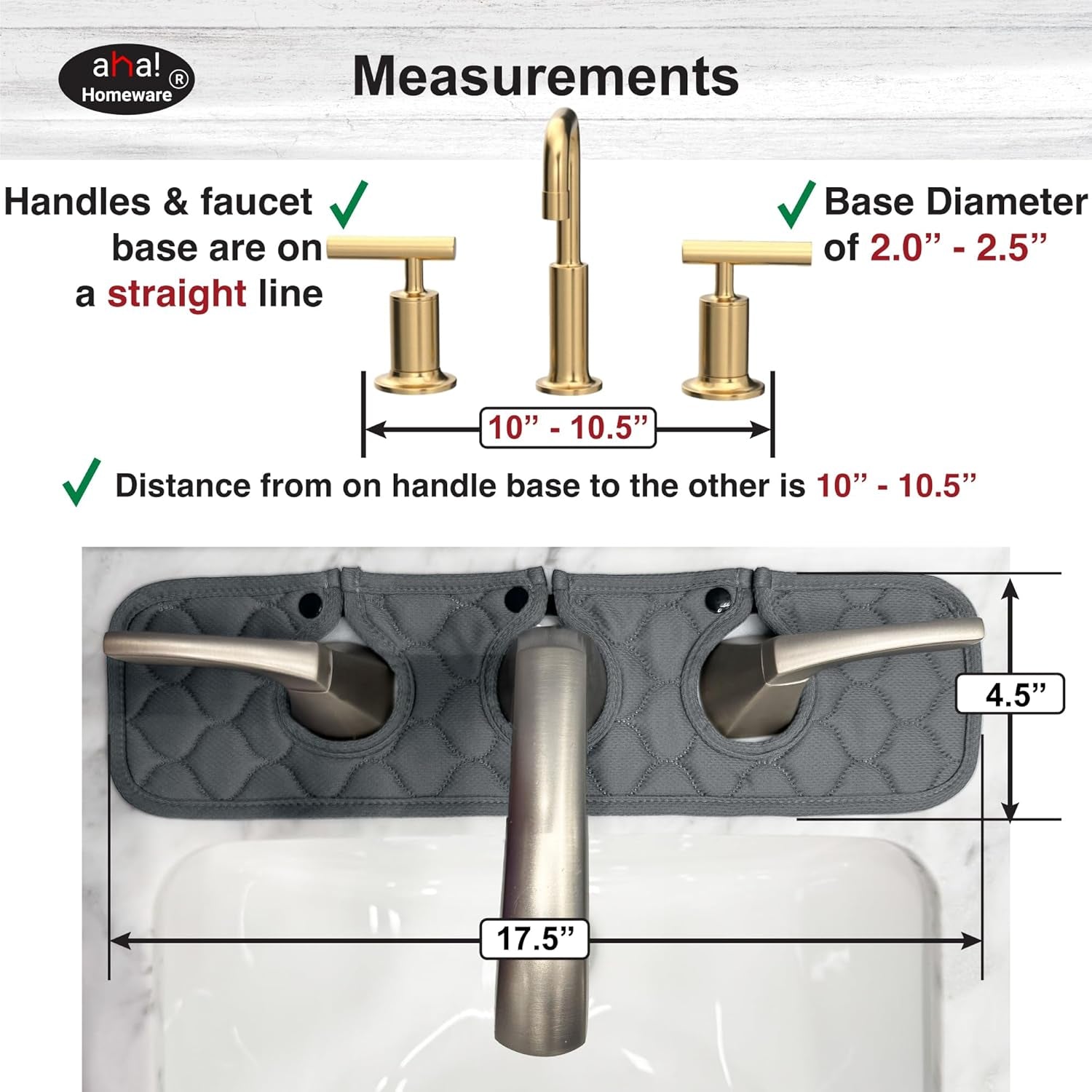 Bathroom Sink Splash Guard 3-Round-Hole : , Faucet Mat for Bathroom Sink 3 Holes (Gray & Gray)