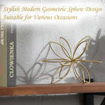 8" Gold Decorative Sphere, Metal Floral Tabletop Sculpture, Abstract Tabletop Decorative Ball for Home Metal Sphere Decor