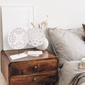 2 Pack Wooden Carved Cutout Flower Medallion Sculpture, Rustic Distressed White MDF Statues Home Tabletop Decor, Decorative Ornaments for Living Room, Bedroom, Office Desktop, Cabinets