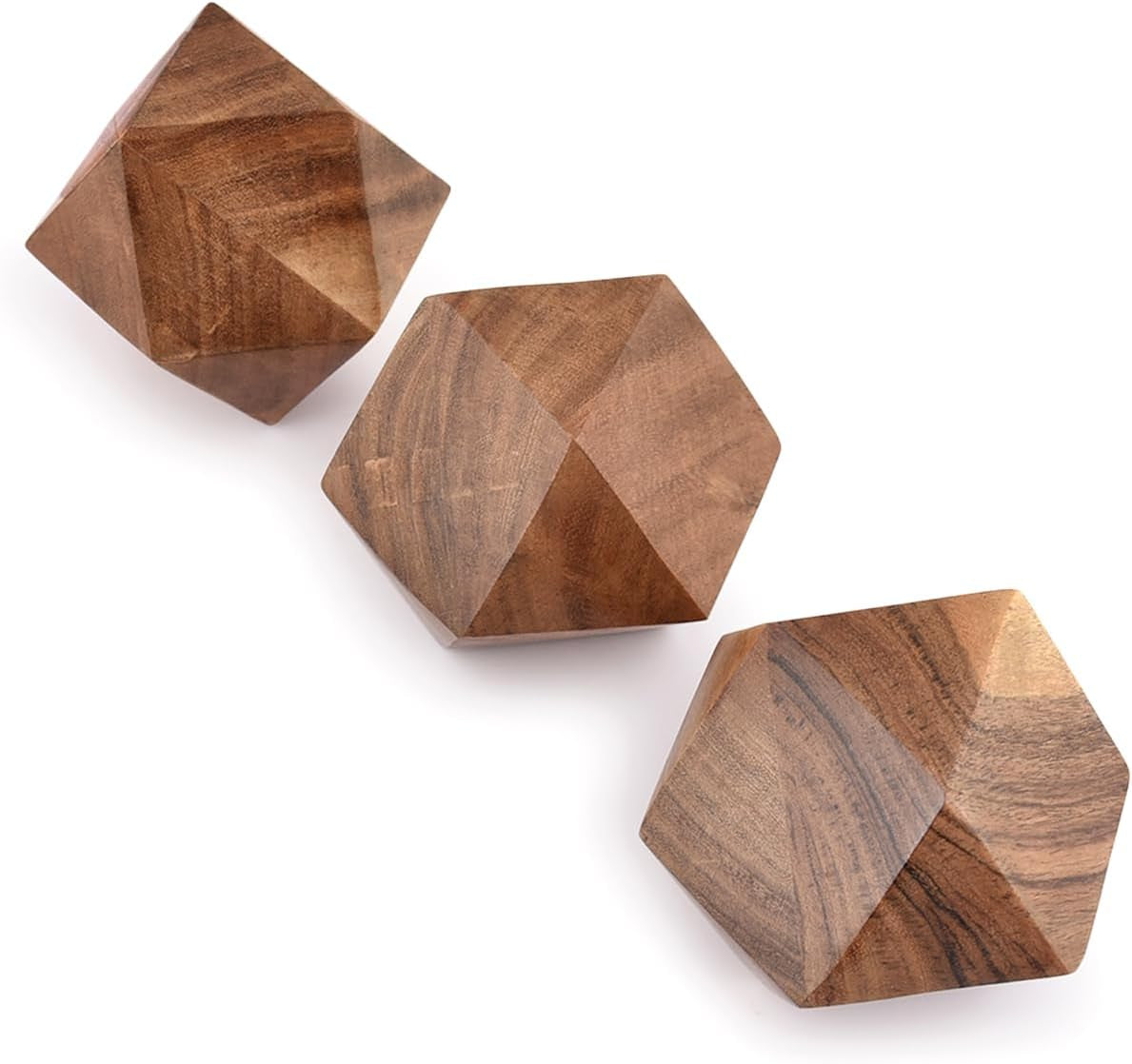Acacia Wood Decorative Wood Ball for Centerpiece or Individual Use Ideal for Use in Living, Dining Room, Coffee Table Centerpiece Home DÃ©cor (3" X 3" X 3"), (Set of 3)