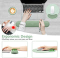 Wrist Rest Support for Mouse Pad&Keyboard Set, Circle Curved Ergonomic Mousepad&Coaster Non-Slip Base Home/Office Pain Relief&Easy Typing Pad with Soft Cloth&Silicone Lining, Antique Green