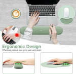 Wrist Rest Support for Mouse Pad&Keyboard Set, Circle Curved Ergonomic Mousepad&Coaster Non-Slip Base Home/Office Pain Relief&Easy Typing Pad with Soft Cloth&Silicone Lining, Antique Green