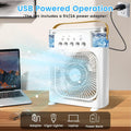 Portable Air Conditioner Fan, Mini Evaporative Air Cooler with 5 Spray Nozzles,3 Wind Speeds,3 Timers, 7 Colors LED Light,600Ml Personal AC Unit Fan for Bedroom Office Camping（White）