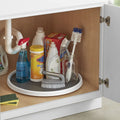 18-Inch Lazy Susan Turntable Organizer, Non-Skid Pantry or Cabinet Spinner for Spices, Condiments, and Bottles, Durable White/ Gray Design