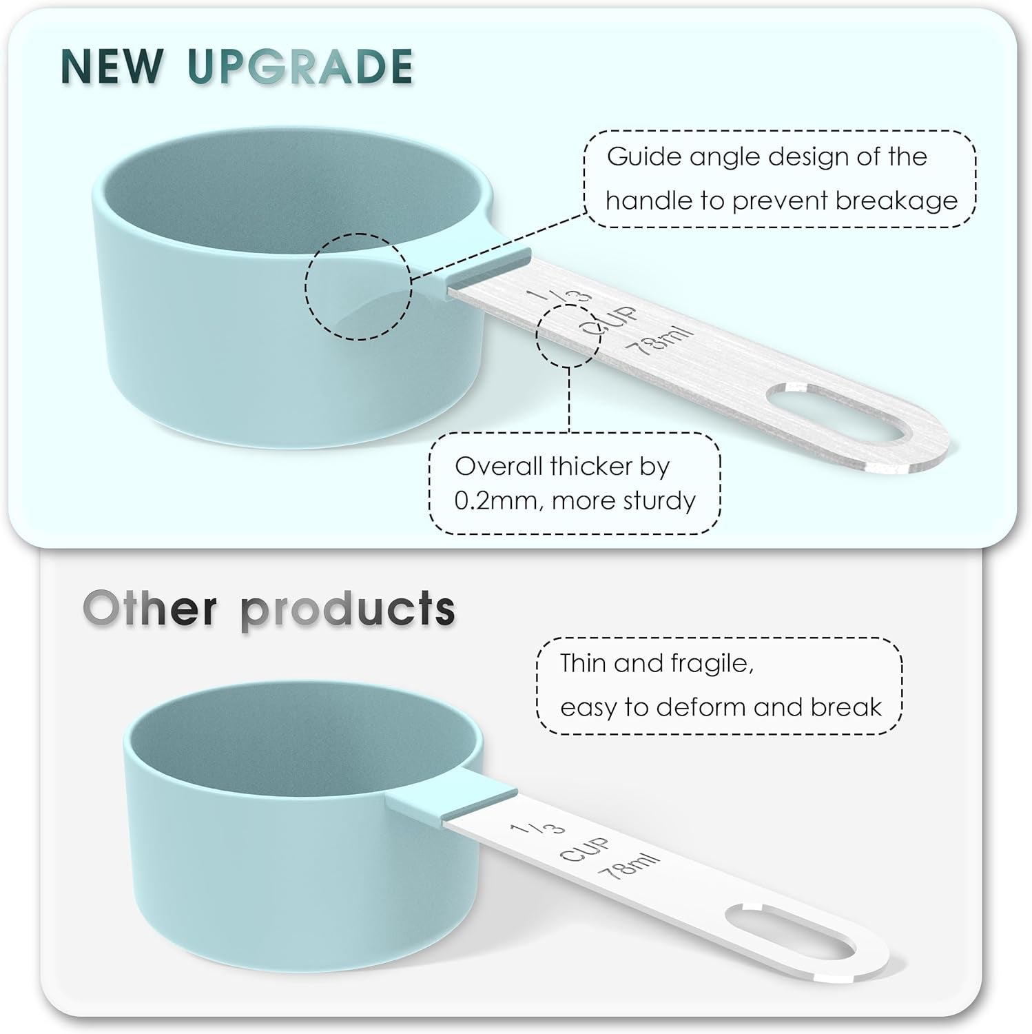 Measuring Cups & Spoons Set, Stackable Cups and Spoons, Nesting Measure Cups with Stainless Steel Handle, Kitchen Gadgets for Cooking & Baking (Gray)