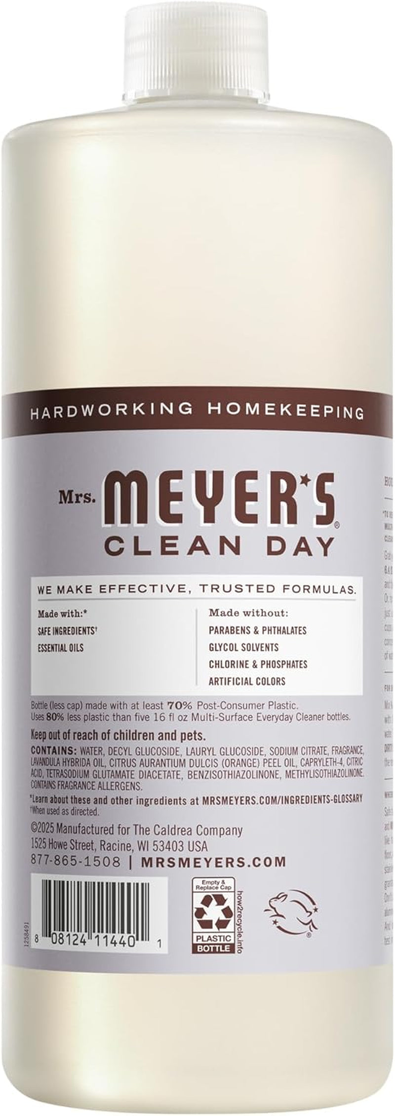 MRS. MEYER'S CLEAN DAY Multi-Surface Everyday Concentrate, Lavender Scent, 32 Fl Oz Bottle - 2 Pack