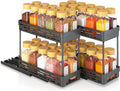 2 Pack Pull Out Spice Rack Organizer for Cabinet, Slide Out Spice Racks Organizer, Spice Cabinet Organizers, Cabinet Size Need:12'' Highx11'' Deepx5'' Wide,Hold 10 Spice Jar Each Tier-2Tier, Black