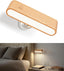 Wood LED Wall Sconce, Magnetic 360Â° Rotatable Wall Mounted Night Light & Reading Light, Small Rechargeable Battery Powered Bedside Wall Lamp for Bedroom, Living Room, Beech Wood