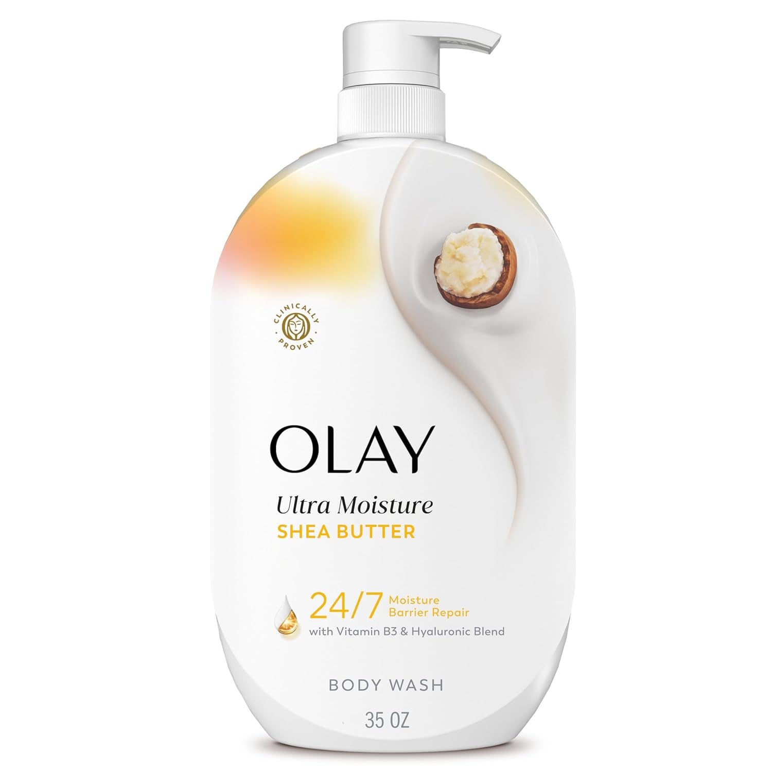 Body Wash for Women, Ultra Moisture, 24/7 Moisture Barrier Repair, Hydrating Formula for Visibly Healthy Soft Skin, Vitamin B3 & Hyaluronic Blend, for All Skin Types, Shea Butter Scent, 35 Fl Oz