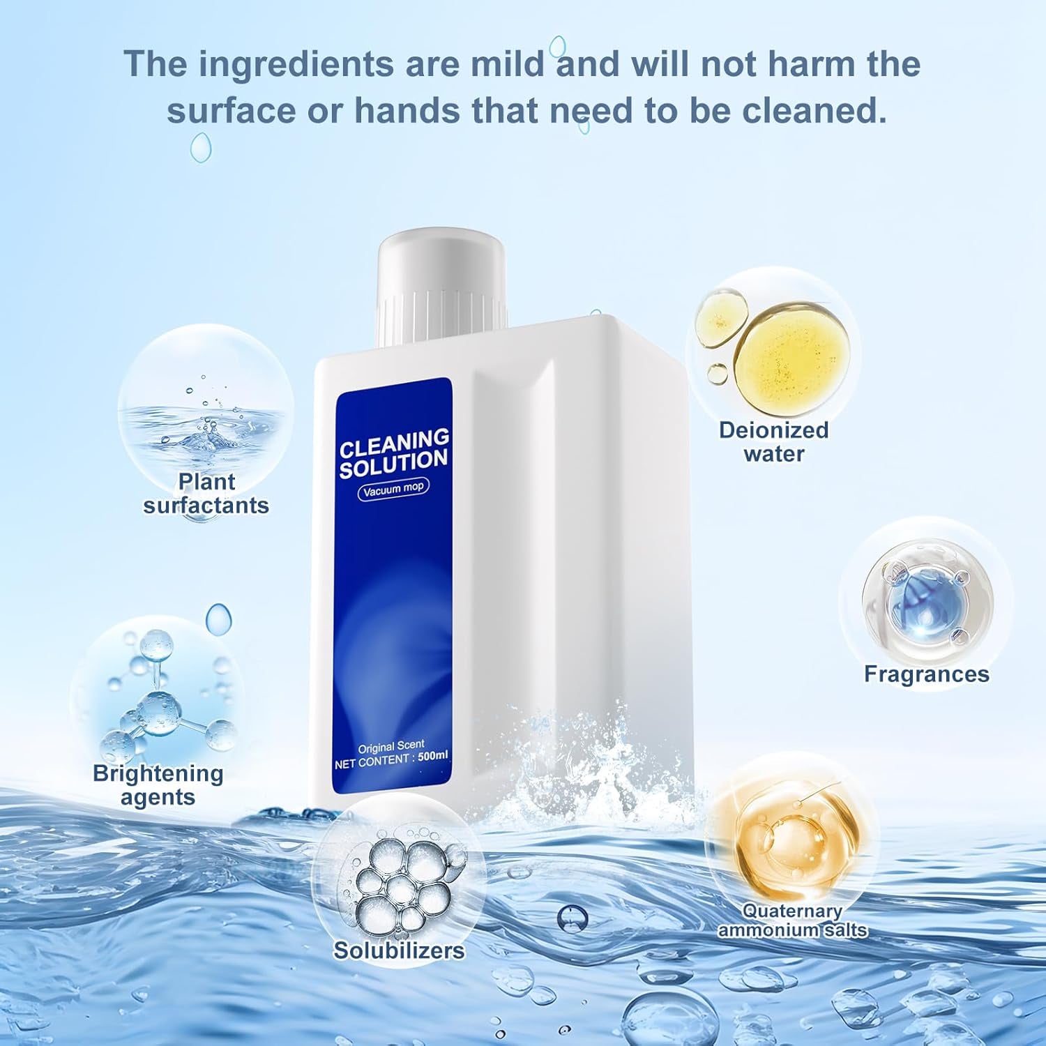 Floor Cleaning Solution Original Scent Compatible with Dreame Cleaning Solution, Residue & Streak Free, Suitable for All Robot Vacuum Cleaners and Wireless Wet Dry Dual-Use Vacuum Cleaners
