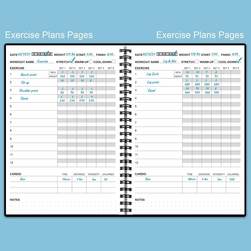 Workout Log for Women & Men - A5 Fitness Planner/Journal to Track Weight Loss, Workout Journal for GYM, Bodybuilding Progress - Daily Health & Wellness Tracker, Black