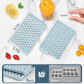 Mini Ice Cube Trays, 0.55” Tiny Pebble Ice for Iced Coffee & Cocktails, Fast Chill, Easy Twist Release, Stackable with Lid & Storage Bin (4 Pack, Blue)