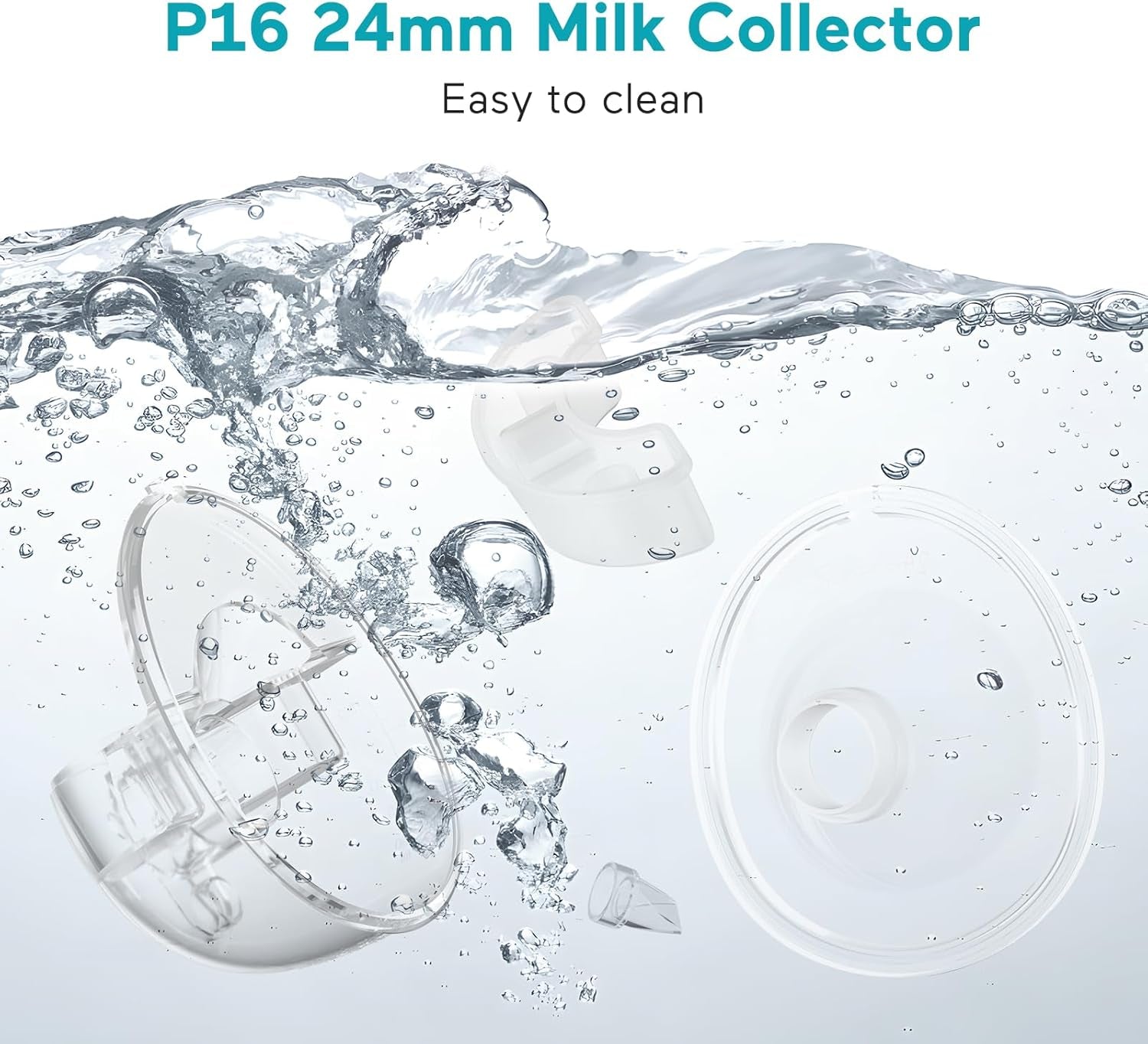 P16 Replacement Full Set Collector Cup, Only Compatible with P16 Wearable Breast Pump (150Ml, 24Mm Flange), Original Accessories, 1 Set
