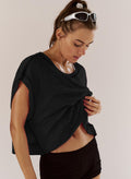 Women Short Sleeve Workout Shirts Open Back Tops Casual Yoga Y2K Athletic Gym Slouchy Crop Running Tees
