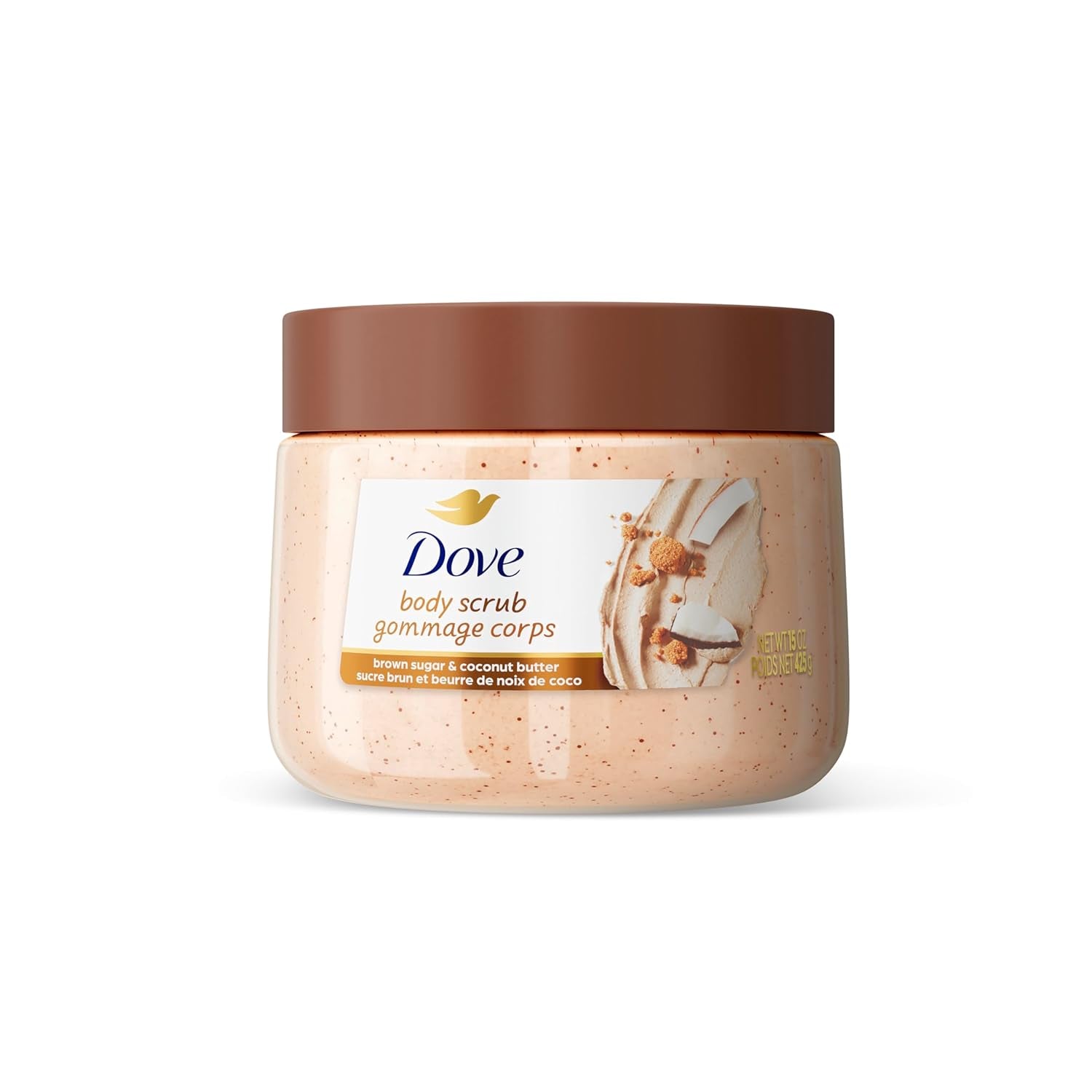 Dove Brown Sugar and Coconut Butter Body Scrub Exfoliates and Deeply Nourishes for Smooth, Radiant Skin 15 Oz