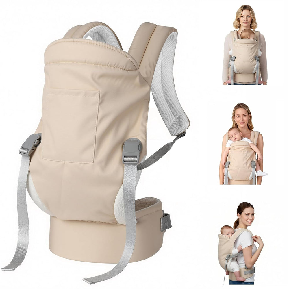 Baby Carrier Newborn to Toddler - Soft Structured Carrier with Hip Healthy Design, 3 Carry Positions Options, Ergonomic Backpack Design with Lumbar Support (7-35Lbs) Ivory