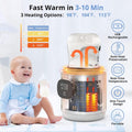 Bottle Warmer, Fast Heating Portable Bottle Warmer with 2 Adapters, Smart Temperature Control, LCD Display, Leak-Proof, Cordless Baby Bottle Warmer for Breastmilk or Formula