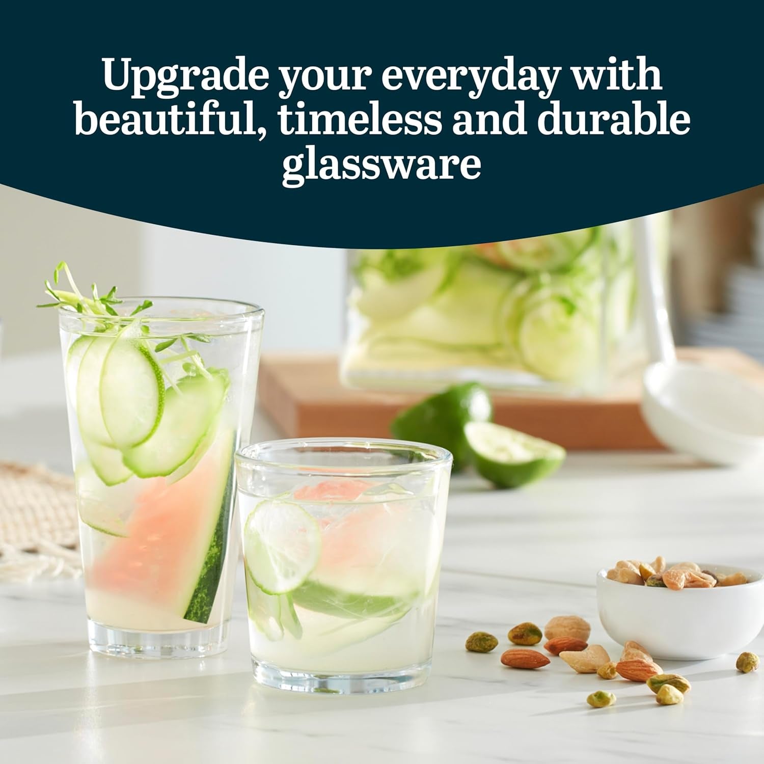 Preston Tumbler and Rocks Glass Cups Set, All Purpose Everyday Drinking Glasses Set of 16, Glassware Drinking Glasses for Birthdays, Dinners
