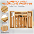 Expandable and Adjustable Bamboo Drawer Organizer Tray - Cutlery & Flatware Organizers for Kitchen Utensils, Silverware Organizer with Dividers, 6-8 Slots with Curved Grooves (Natural)