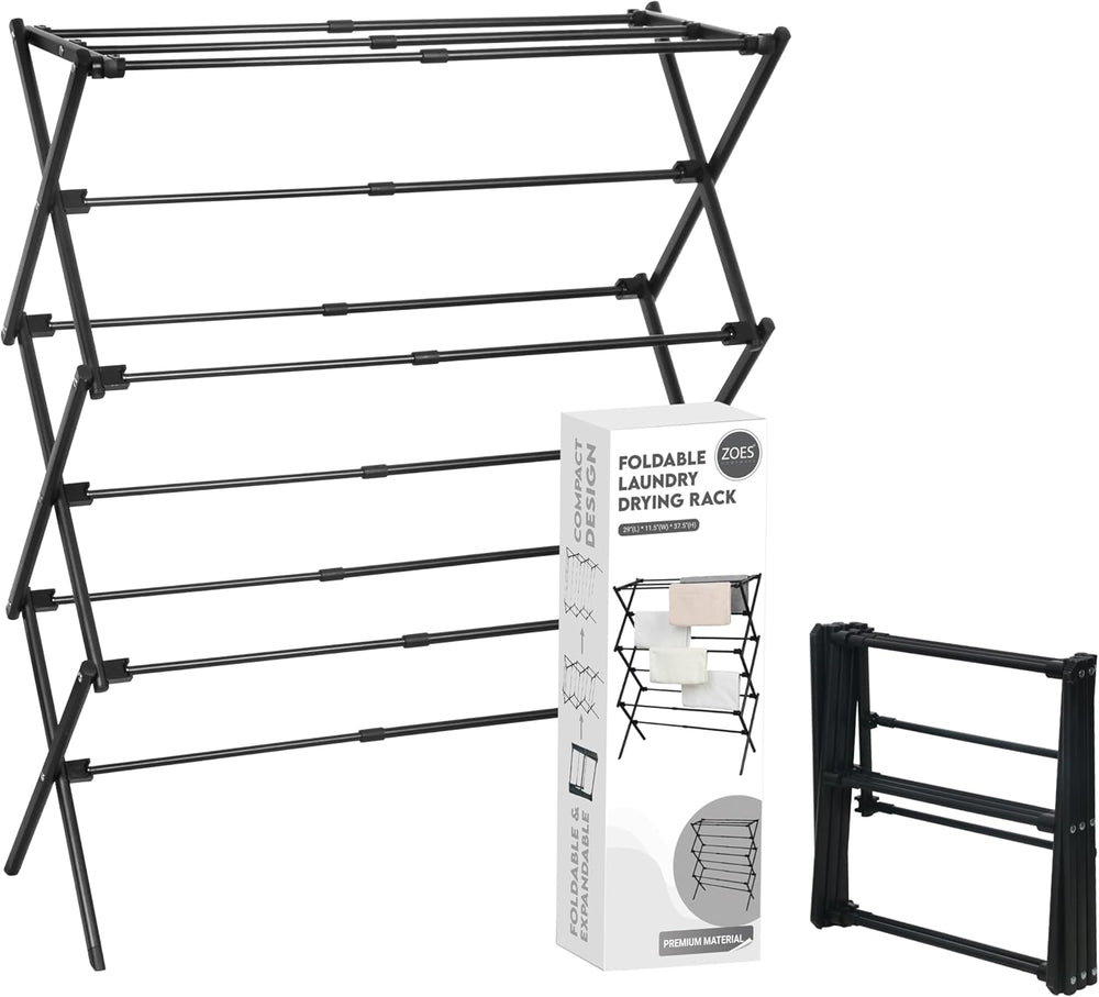 Clothes Drying Rack | Foldable Drying Rack Clothing for Laundry | Small Collapsible Portable Dryers for Laundry | Use for Indoor & Outdoor | Black 37.5"X29"X12"