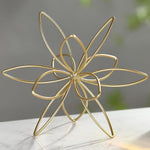 8" Gold Decorative Sphere, Metal Floral Tabletop Sculpture, Abstract Tabletop Decorative Ball for Home Metal Sphere Decor