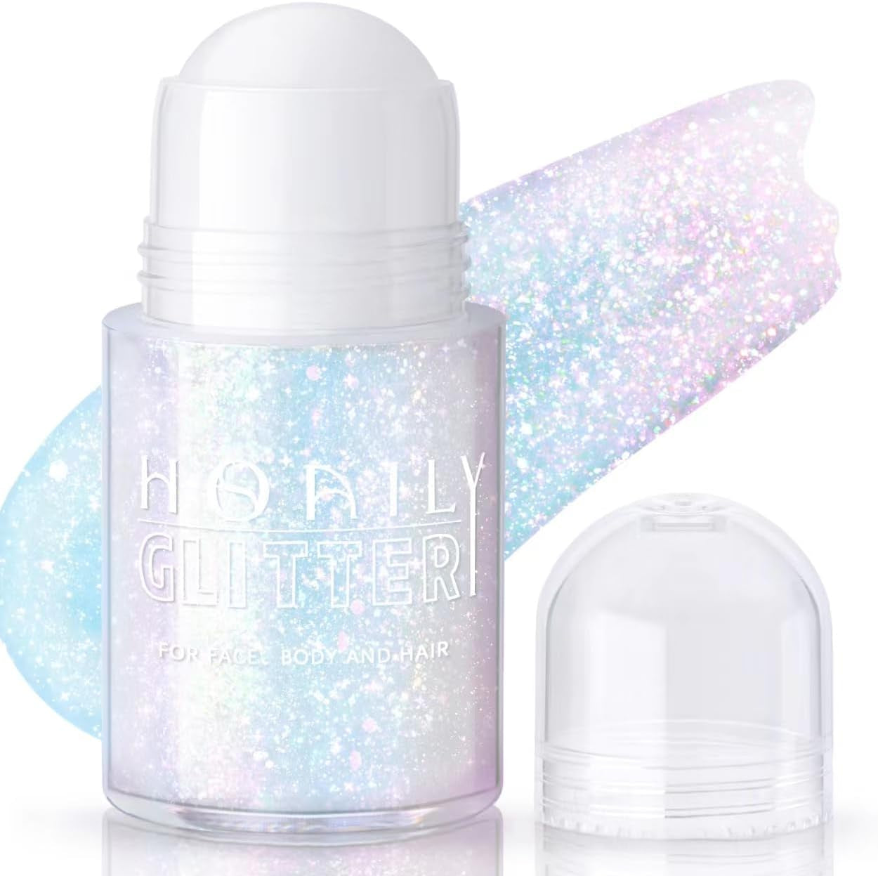 Roll-On Holographic Body Glitter Gel for Face Hair, Chameleon Color Changing Glitter Gel under Light, Chunky Mermaid Sequins Festival Party Rave Accessories Shimmer Makeup (Sparkling Pink)