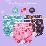 Washable Female Diapers (3 Pack) Female Dog Diapers, Comfort Reusable Doggy Diapers for Girl Dog in Period Heat (Cute Flower, XS)