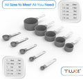 Measuring Cups & Spoons Set, Stackable Cups and Spoons, Nesting Measure Cups with Stainless Steel Handle, Kitchen Gadgets for Cooking & Baking (Gray)