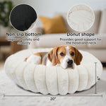 Donut Dog and Cat Bed, Luxurious Comfortable Faux Rabbit Fur Pet Beds, round Anti-Anxiety Calming Puppy Kitten Bed with Anti-Slip Bottom for Small Medium Dogs & Cats(27", Brown)