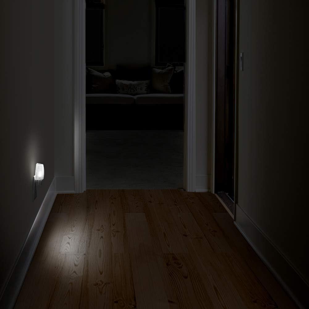 Plug in Night Light, Neutral White LED Nightlight, Dusk to Dawn Sensor, Kids, Nursery, Bedroom, Bathroom,Hallway, Stairs, Kitchen, 4 Pack