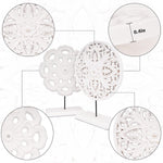 2 Pack Wooden Carved Cutout Flower Medallion Sculpture, Rustic Distressed White MDF Statues Home Tabletop Decor, Decorative Ornaments for Living Room, Bedroom, Office Desktop, Cabinets