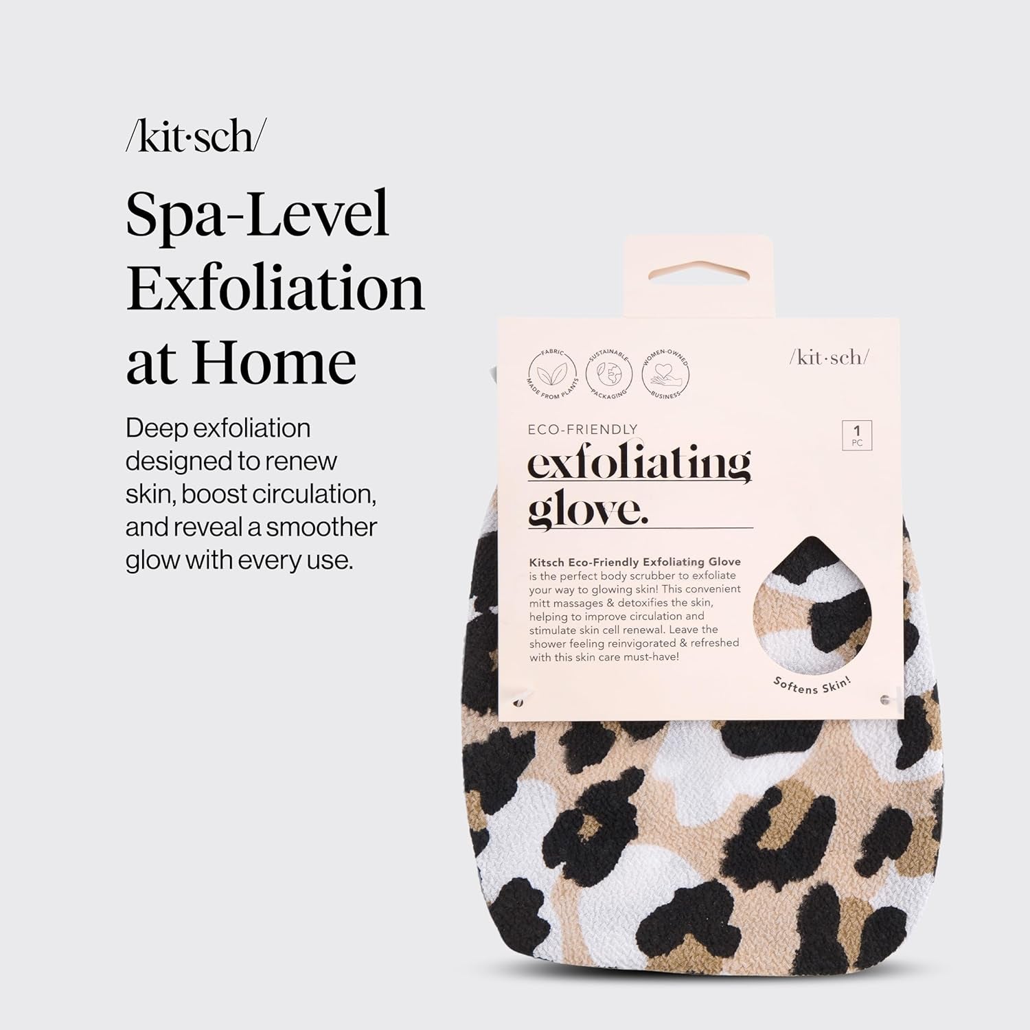 Exfoliating Glove 1Pc – Korean Exfoliating Mitt & Deep Exfoliating Body Scrubber for Shower, Bath | Body Exfoliator Glove, Dead Skin Remover | Skin Care for Smooth Skin - Leopard