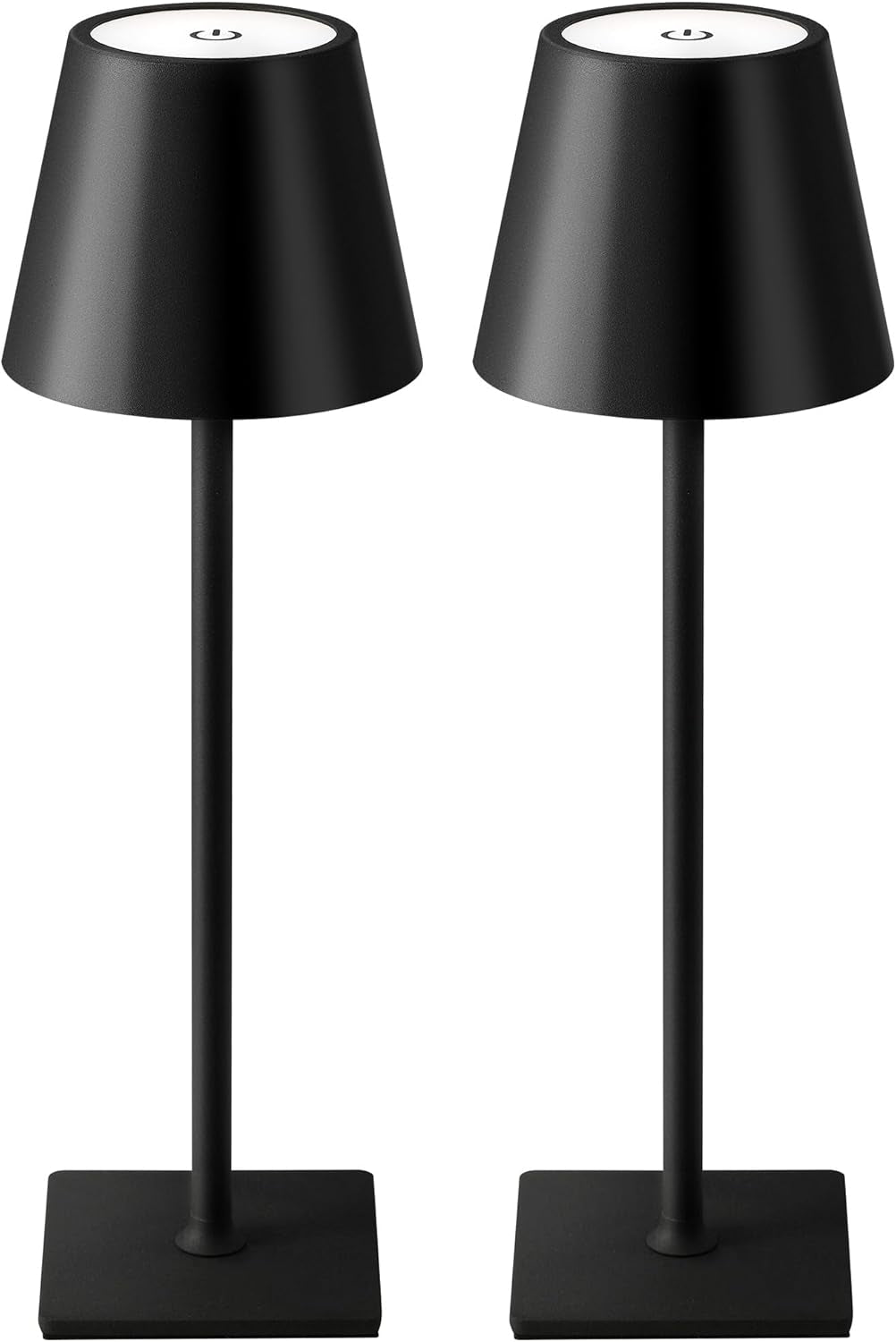2 Pack Cordless Table Lamp, Portable LED Desk Lamps, 5000Mah Battery Operated, 3 Color Stepless Dimming Up, for Restaurant, Bedroom, Outdoor Camping, Coffee Shop, Night Light, Rechargeable (Black)