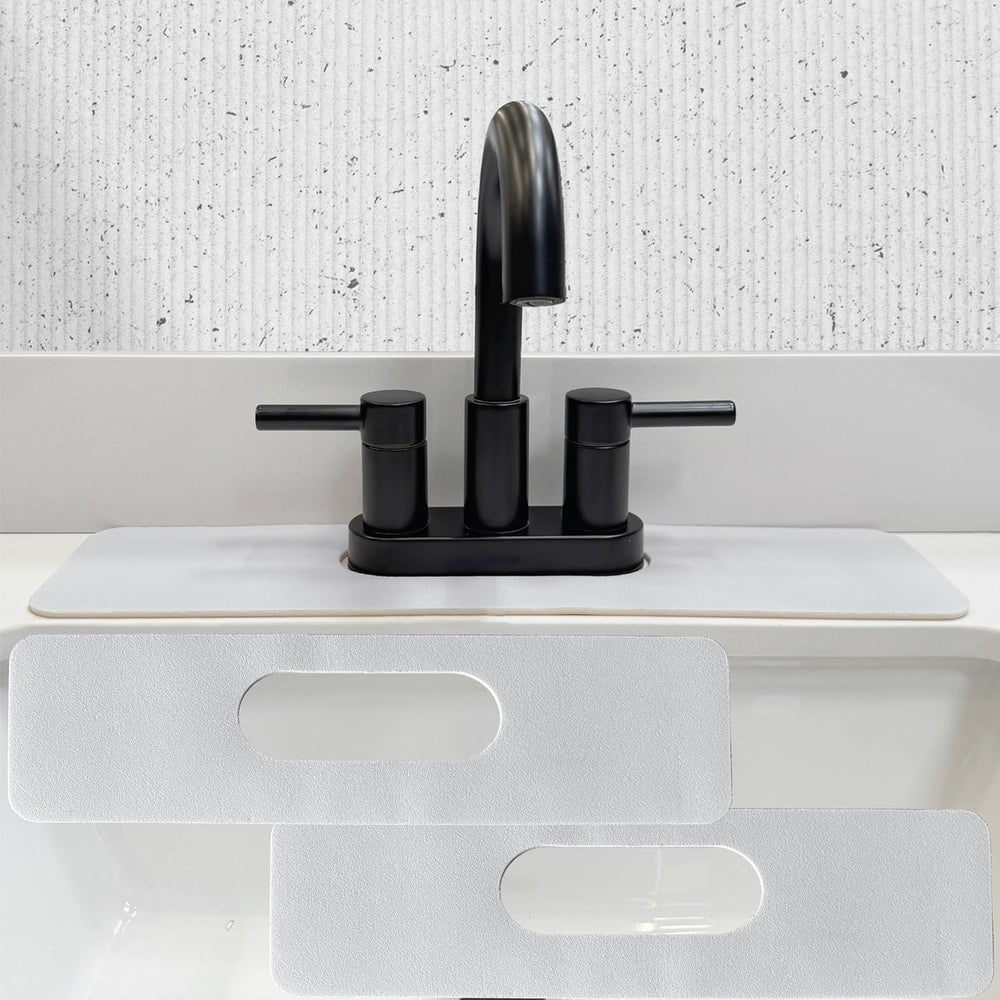 Faucet Mat Bathroom Sink Oval-Hole :  Diatomite Rubber Bathroom Sink Splash Guard Oval Hole 2 Packs (Light Gray)
